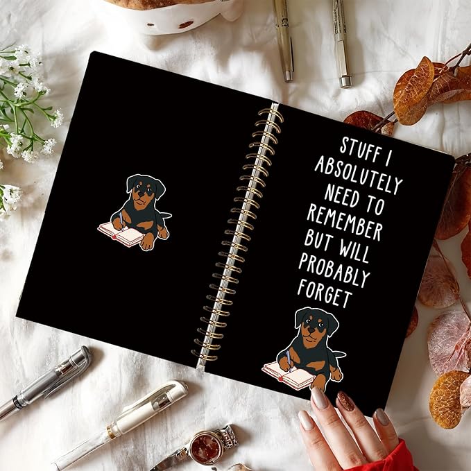 LIANGW Funny Rottweiler Gifts Spiral Notebook Journal | Pet Dog Mom Lovers Owner Gifts Journal for Writing,Rottweiler Gift for Women,Dog School Office Stuff Supplies,5.5x8.3 Inch