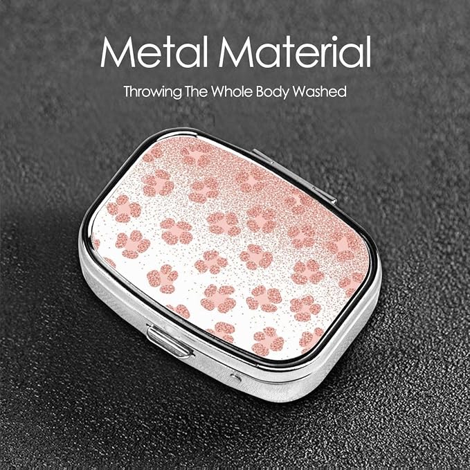 Cheetah Skin Wild Animal Pink Rose Gold Leopard Print Pill Box Moisture Proof Pill Case Travel Pill Organizer for Pocket Purse, Daily Portable Medicine Box