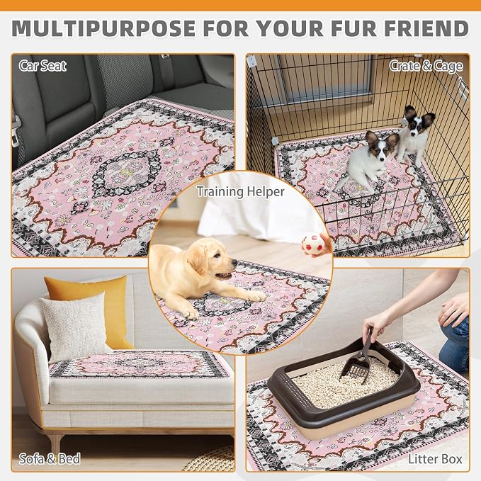 Washable Pee Pads for Dogs, 2 Pack Super Absorbent Reusable Puppy Training Pads Waterproof, Nonslip and Leak-Proof Dog Pee Pads, Large Pet Mats Whelping Pads for Floor, Crate, Couch, 36"x41"