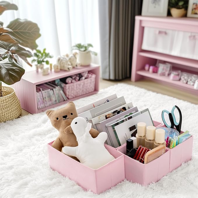 Drawer Organizer Clothes, 10 Pack Dresser Organizer for Baby Clothes, Underwear, Sock- Foldable Closet Organization and Storage Dividers Bins for Nursery, Bedroom (Pink)