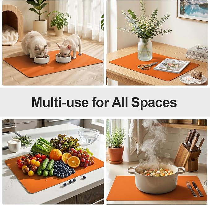 Ecotrim Coffee Mats for Coffee Bar Accessories, Orange 16" x 24"