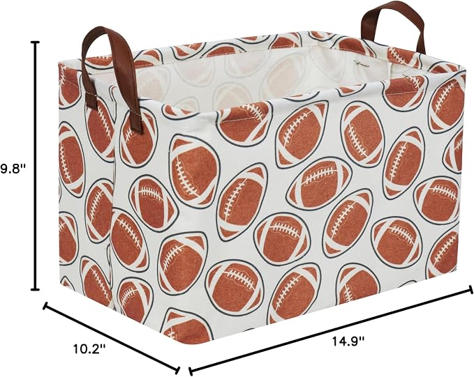 Essme Rectangular Football Baskets ,Kids Storage Box,Toy Bin for Boys with Handles for Room Decor, Kids Basket,Shelf Basket,Toy Organizer(Footballs)