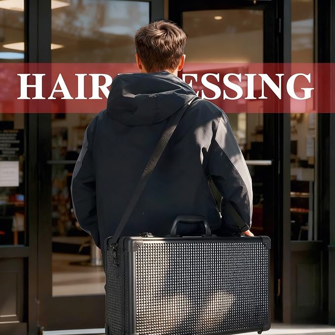Large Barber Carrying Case, Hairdresser Tool Box Organizer Traveling Case, Portable Travel Barber Suitcase for Hair Stylist Pet Groomer Beauty Salon Makeup Artist