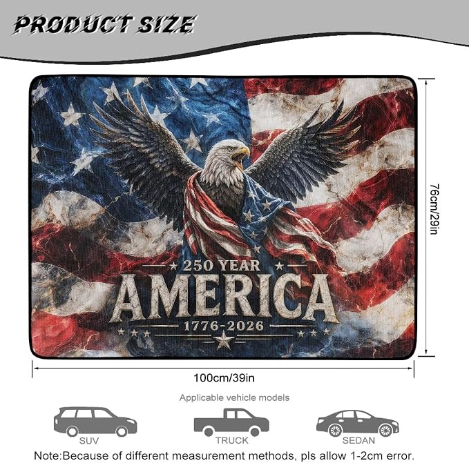 America Eagle Cargo Liners for Cars USA Patriotic Trunk Mats Dustproof Rear Cargo Mat Protector Trunk Liner Pads USA 250 Years Anniversary Car Accessories, 4th of July