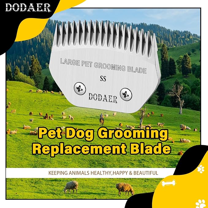 Large Detachable Pet Dog Grooming Steel Blade,Compatible with Andis Super Blending,Oster A5,Wahl KM10 Series Clippers for Large Dog,Horses,Sheep,Cut Length 1/50"
