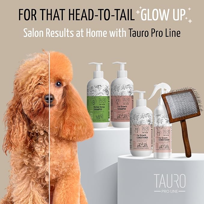Tauro Pro Line Slicker Brush for Dogs & Cats, Deshedding, Dematting & Detangling Grooming Tool for Medium to Long Coats, Ideal for Retrievers & Maine Coons, Flexible Cushion, Natural, Large Size (L)