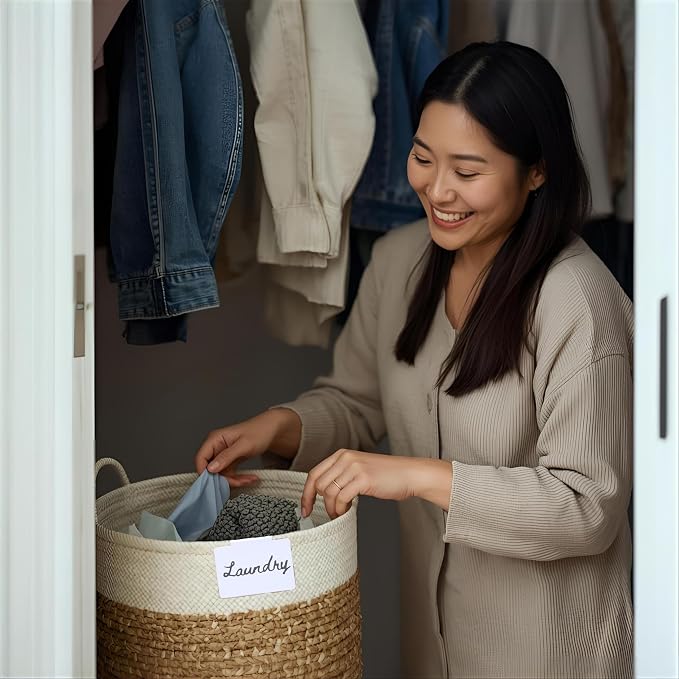 Hygge & Sage: Metal Non-Slip Basket Labels Clip On for Storage Bins, or Wire Racks | Includes 8 Labels, 8 Non-Slip Pads, and 1 Free Marker (White)