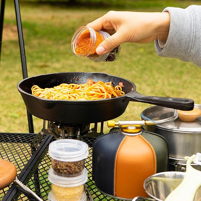 Camping Kit Travel Seasoning Container Bag with 5 Clear Bottles Outdoor Portable Organizer Jar