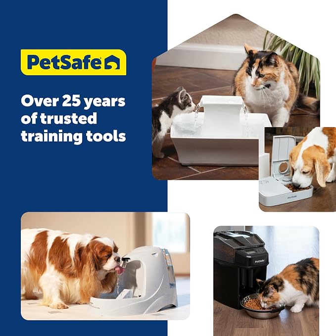 PetSafe Analog 2 Meal Pet Feeder, Dog & Cat, 3 Cup/16 oz, Tamper-Resistant | Slow Feed Portion Control, Dial Timers Schedule 2 Automatic Meals in 30-Min Steps, Each Compartment Holds up to 1.5 Cups