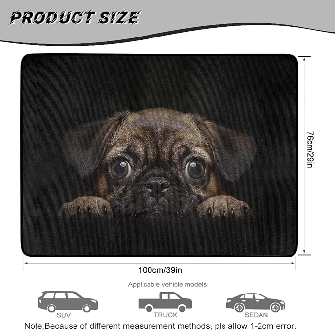 Cute Pug Dog Cargo Liners Floor Mats All Weather Used Trunk Protection Cargo Mat Cover Universal Fits for Car SUV Sedan Automotive Interior Accessories