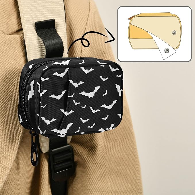 Halloween Bats Pill Case Portable Weekly Pill Box Bag Container 7 Days Pill Organizer Vitamin Supplement Holder with Zipper for Travel Family Business