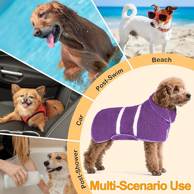 Dog Bathrobe Super Absorbent Dog Towels Large Quick Drying Robes for After Bath Soft Adjustable Warm Keeping Dogs Towel(S-XXL)