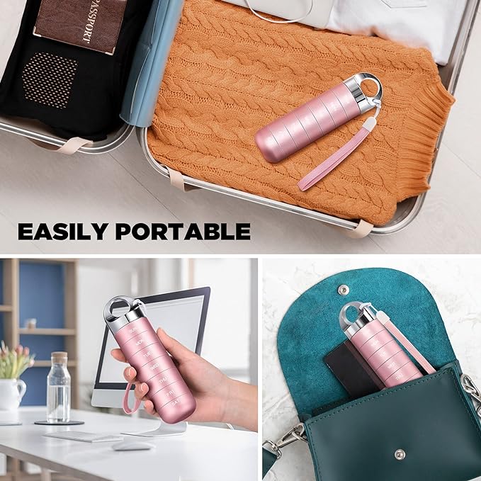 Zannaki Metal Travel Pill Organizer, Portable Waterproof Weekly Pill Box, Large Aluminum Alloy Container, BPA Free 7 Day Daily Medicine Organizer Holder for Vitamin, Fish Oil, Supplement