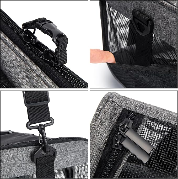 Wakytu Cat Carrier Soft for Medium or Large Cats for Car Travel Camping | dog carriers for small dogs,3 entrances & 5 vents, waterproof rip-stop, anti-escape locks, padded strap