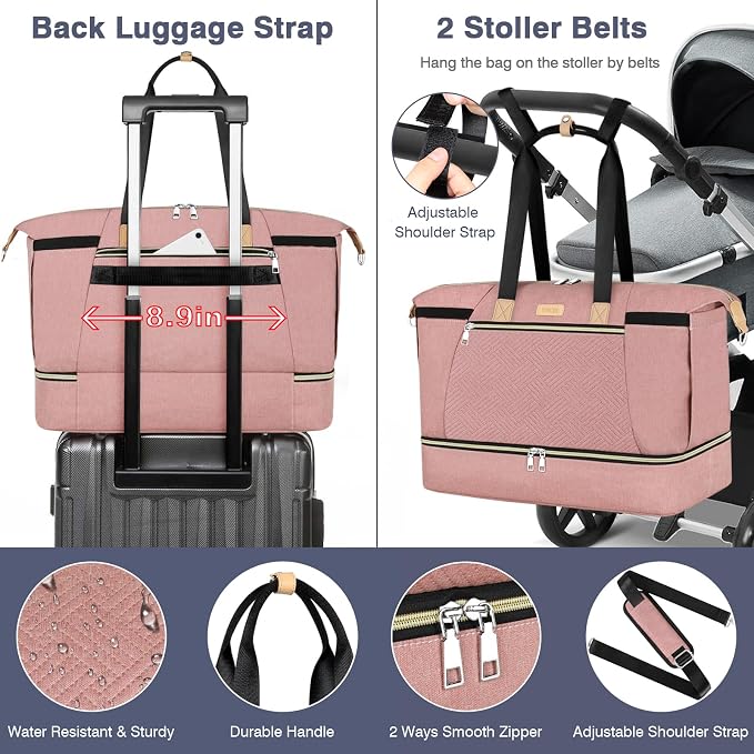 Diaper Bag Tote for Baby 7PCS, Large Mommy Bag with Portable Changing Pad | Multifunctional Hospital Bags for Labor and Delivery with Pacifier Case and Organizer Pouches,Travel Baby Bag for Boy Girl