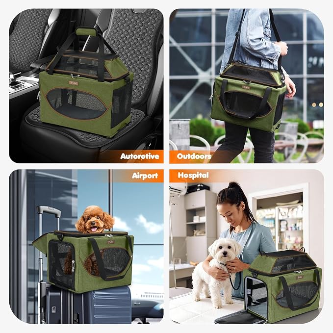Lekereise Top-Expandable Pet Carrier 18x11x11Inch Delta American United Airline Approved Underseat to 15lbs Stable Car Travel Carriers for Small Dogs Cats with Locking Safety Zippers Anti-Scratch Mesh