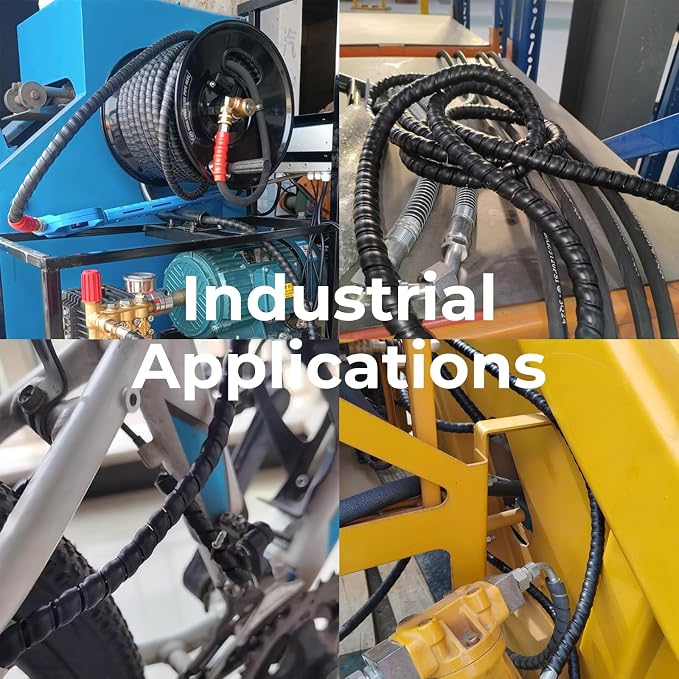3/8" Spiral Cable Wrap, Plastic Wire Wrap Cord Protectors from Pets No Chew, Spiral Cable Management Sleeve Organizer for Computer Electrical Hydraulic Hose Protector (Black, 10ft)