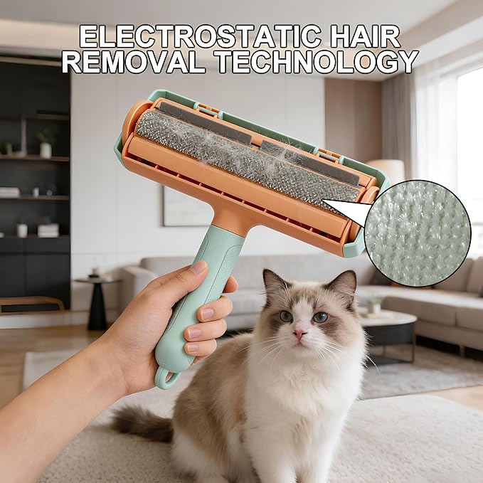 Tomby Reusable Pet Hair Remover Roller for Dog & Cat Hair, Lint Roller for Furniture, Couch, Carpet, Car, Rugs & Bedding, No Sticky Sheets, Easy Cleaning, Portable