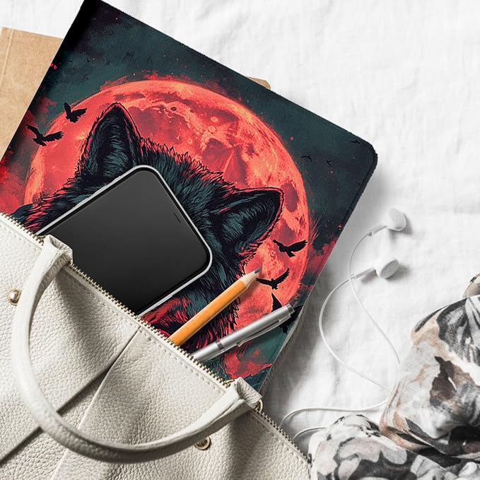 for Microsoft Surface Pro X/Pro X Plus-13 2019/2020/2021/2024 Tablet Case,Auto Wake/Sleep,Adjustable Stand Protective Cover - Dark Wolf Moon