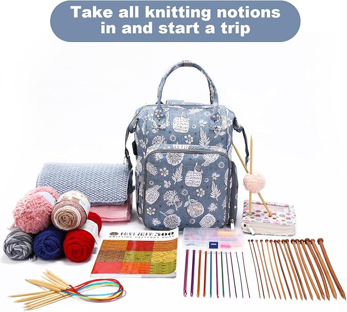crochet bag,knitting bagBackpack and Tote Bag Storage Bag ,Large capacityYarn Storage Organizer Travel Crochet Bag Women Carrying Crochet Accessories Knitting Needles Crochet