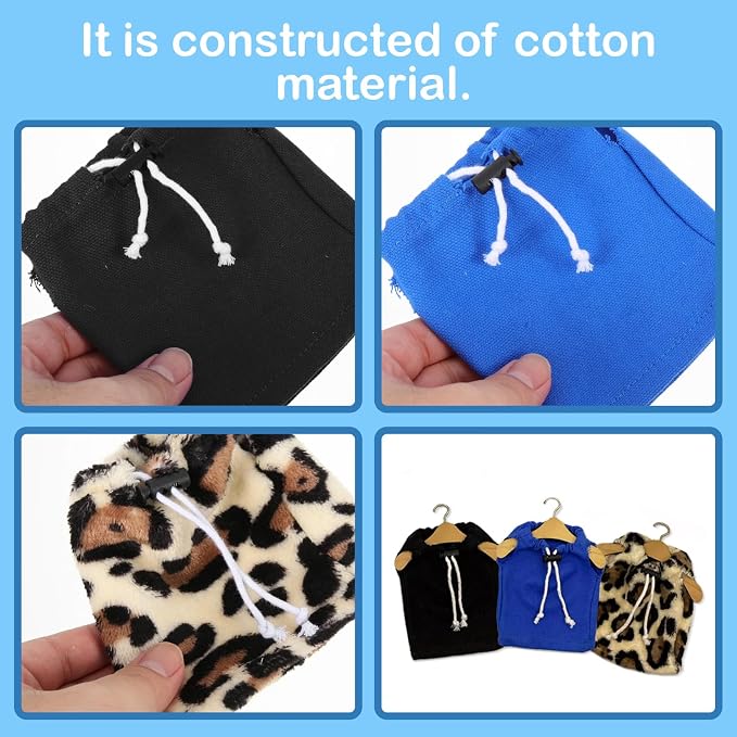 Lizard Clothes Bearded Dragon Hoodie Sweater Jacket Small Pet Costume Flannel Apparel for Reptiles Party Cosplay Props Chameleon Outfit Reptile Clothing Accessories(Blue)