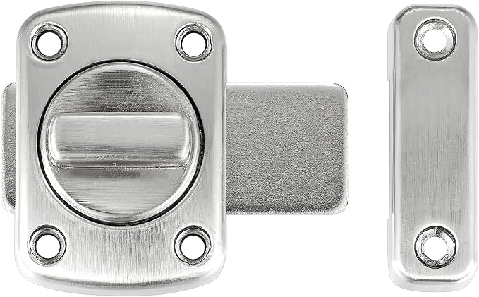 Silvery Rotate Bolt Gate Latches,Zinc Alloy Rotary Switch Cabinet Lock | Slide Bolt Latches Lock,Pet Door Lock, for Drawer,Storage Box,Cabinets,Locker, Closet,Pet Cage,Wine Cabinet,Protect Privacy