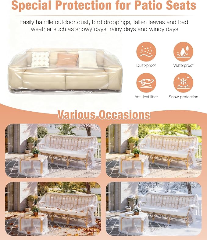 Magicheap Extra Thick 4mil Plastic Couch Cover, 84"H x 43"W x 84"D, Clear | Dust-Proof Sofa Cover for Sectional Couch Loveseat Furniture,Waterproof,Furniture Moving Bags for Moving Storage