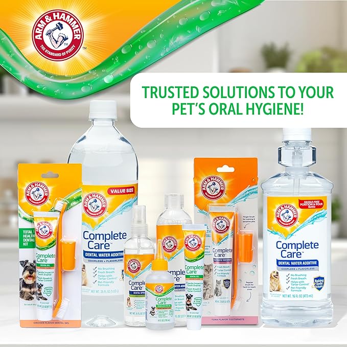 Arm & Hammer Complete Care Brushless Oral Gel for Dogs, No-Brush Toothpaste Formula, Fresh Breath, Tartar Control - Baking Soda Enhanced Dental Dog Supplies, Peanut Butter Flavor, 4oz