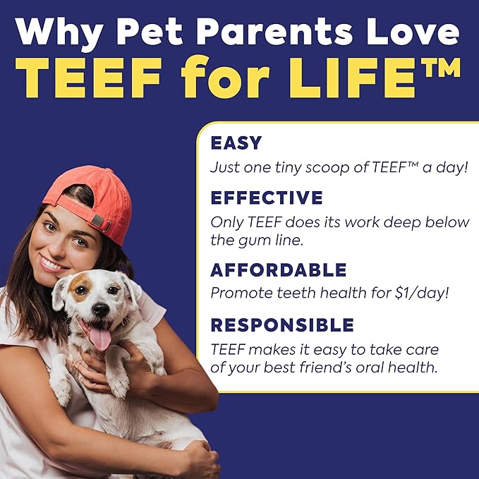 TEEF FOR LIFE Refill Packets Protektin42 Prebiotic Dental Powder for Dogs, Plant-derived, clinically-Proven Formula Naturally Fights Bad Breath, Plaque, and Tartar, 1 Packet with 30 Servings