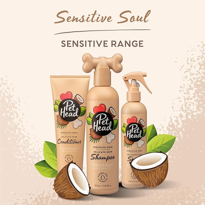 Pet Head Sensitive Soul Dog Conditioner | Coconut Scent | Conditioner for Dogs with Sensitive Skin | Professional Grooming | Vegan | pH-Neutral | Gentle Formula for Puppies | Made in USA | 8.4 fl. oz.