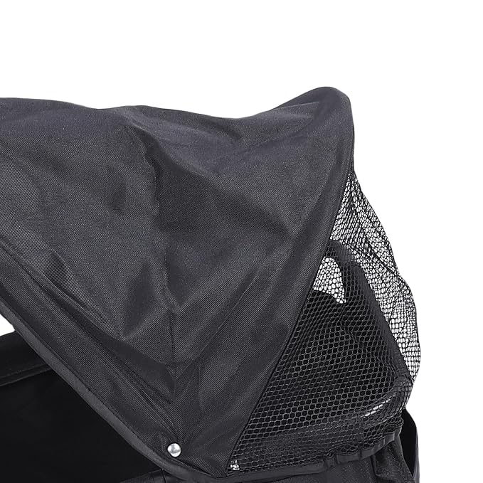 banapoy Foldable Pet Stroller with Canopy, 4 Wheels Pet Strolling Cart for Small Dogs Cats, Lightweight Easy Assembly, 1 Hand Fold, Outdoor Use (Black)