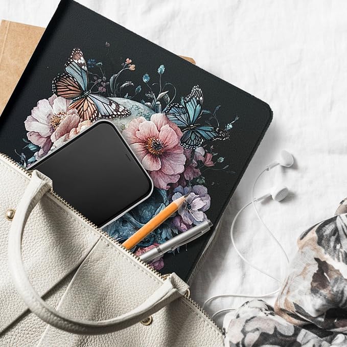 for Microsoft Surface Pro 11/10/9-13" 2024/2022 Tablet Case,Auto Wake/Sleep,Adjustable Stand Protective Cover - Skull Flower