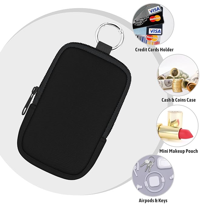 Hand Sanitizer Holder, Black Spray Case Zippered Pouch | Keychain, Travel Size, Cute Fashion Accessory with Snap Hook, for Glow Mist and Power Mist 1FL OZ, Mini Small Pocket Clip on