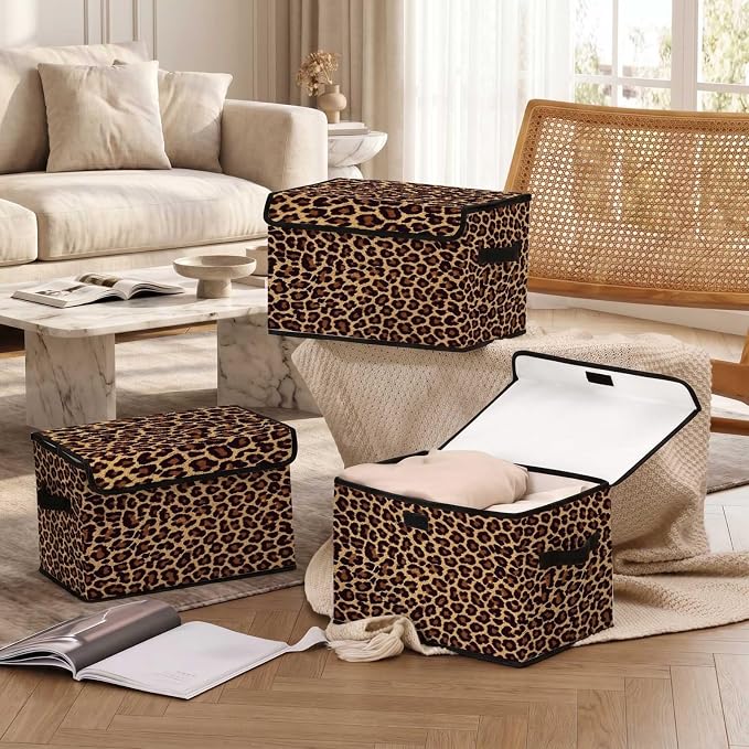 Stackable Clothes Storage Bins with Lids 3 Pack | Closet Organizers, Fabric Box, For Blanket Clothes, Under Bed Storage Containers