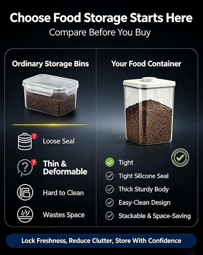 LivLab Mker Pet Food Storage Container With Lids & Cup | 5.5L/5.5KG Airtight Up to 10 lbs Capacity For Dog, Cat, Bird Food, Keep Fresh