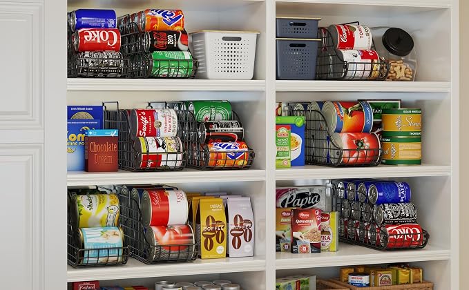 Sonyabecca 6 Pack Stackable Can Organizer for Pantry Cabinet Food Storage | Soda Can Organizer Storage Rack, Can Food Storage Dispenser for Pantry and Cabinet Shelves with Stackable Design