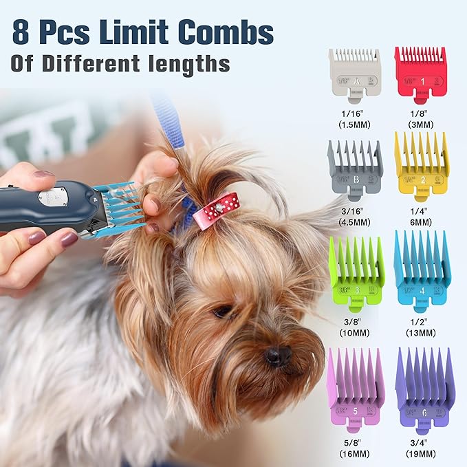 Dog Clippers for Grooming for Heavy Thick Hair&Coats,Low Noise Dog Hair Trimmer,Rechargeable Cordless Pet Shaver with Stainless Steel Blade, Dog Grooming Kit for Small Large Dogs Pets (Blue)