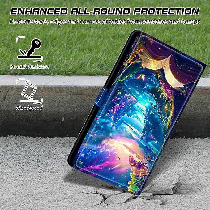 Universal Tablet Case for T-Mobile Revvl Tab 2 10.1" 2025/Revvl Tab 5G 10.36" 2023, 360 Degree Rotating Kickstand Protective Stand PU Leather Shell Cover for 9"-10.5", Book Mountains
