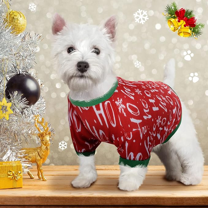 6 Pcs Christmas Dog Shirts Breathable Vest,S (3.3lbs-5.5lbs) | Festive Snowman Reindeer Santa Prints, Soft Fabric for Puppies Cats, Sleeveless Design for Holiday Wear and Photos