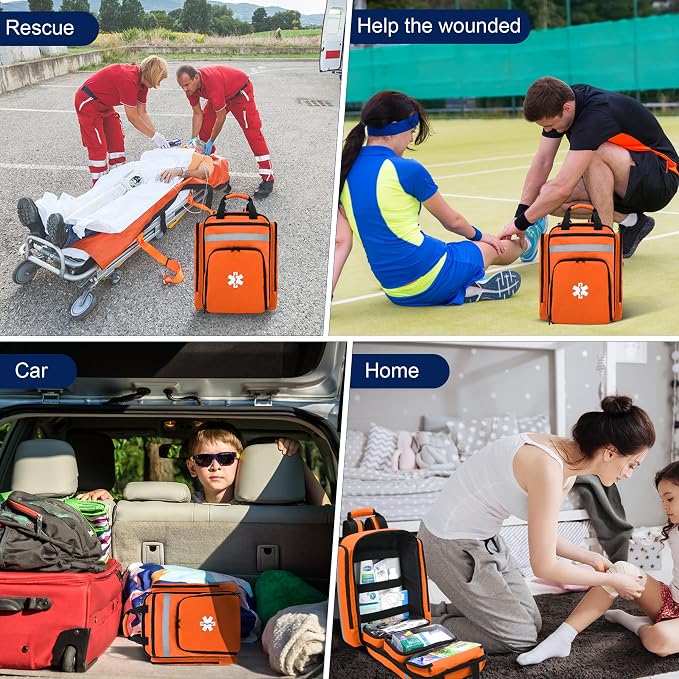 First Aid Bag Empty,EMS,EMT,Emergency Trauma Doctor Bag,First Aid Kit For Car,Home,Hiking,Camping and Travel (Orange)
