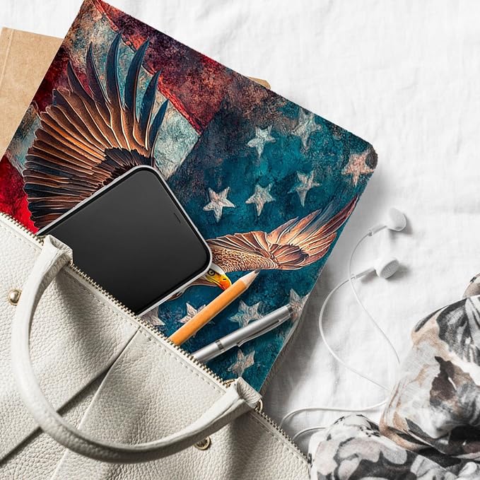 for Microsoft Surface Pro 7 Plus,Surface Pro 7/6/5/4 12.3" Tablet Case,Auto Wake/Sleep,Adjustable Stand Protective Cover - American Flag Eagle