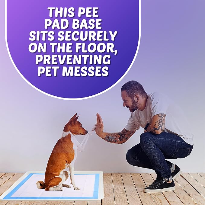 Dog Pee Pad Holder - Fits Up to 28” x 34” Pee Pad - 1 Pack - White | Stable Grip, Soft Edges, Quick Wipe Silicone Surface, Dog Pad Holder for Indoor Flooring Protection