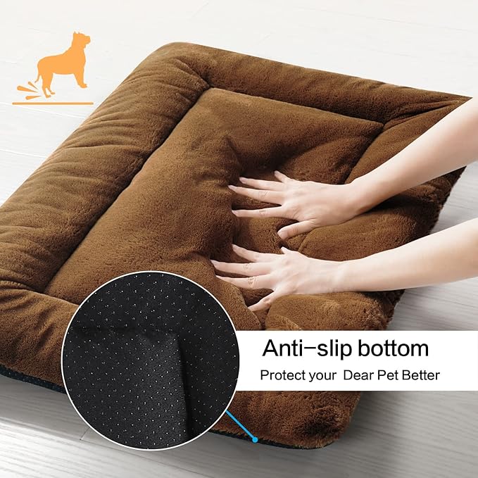 Dog Crate Pad Washable Dog Bed for Crate Medium Cozy Mat 36-Inch Brown | Ultra Soft Kennel Pad,Anti-Slip Bottom,Fits for Most Metal Crates,Comfortable Sleeping Pet Mat