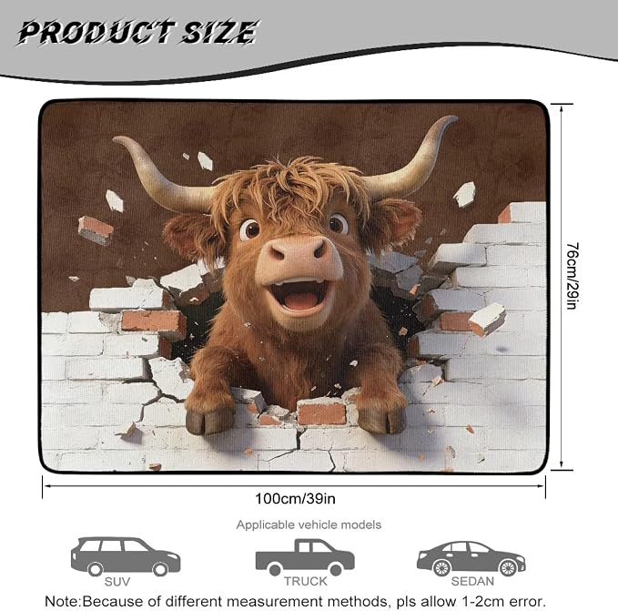 Cute Cattle Cargo Liner for Cars Non Slip Car Trunk Mats Dustproof Cargo Mats for Camping Picnic - Rear Trunk Mat Floor Mat Covers Universal Size 29" x 39" Inch
