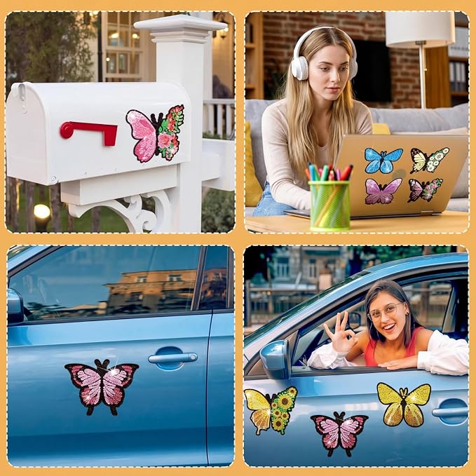 Umigy 20 Pcs Butterfly Diamond Painting Magnets Butterfly Diamond Art Stickers Refrigerator Painting Kits for Christmas Fridge Stickers(Butterfly)