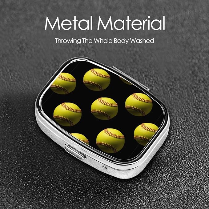 Custom Pill Box Engraved Medicine Organizer Personalized Gifts Pharmacist Nurse Retirement Present, Softball Black