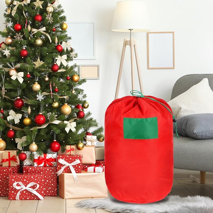 4Pack 21 x 12 Inch Christmas Inflatable Decorations Storage Bags Drawstring Waterproof Christmas Storage Containers with Blackboard for Xmas Ornaments Accessories Organizer