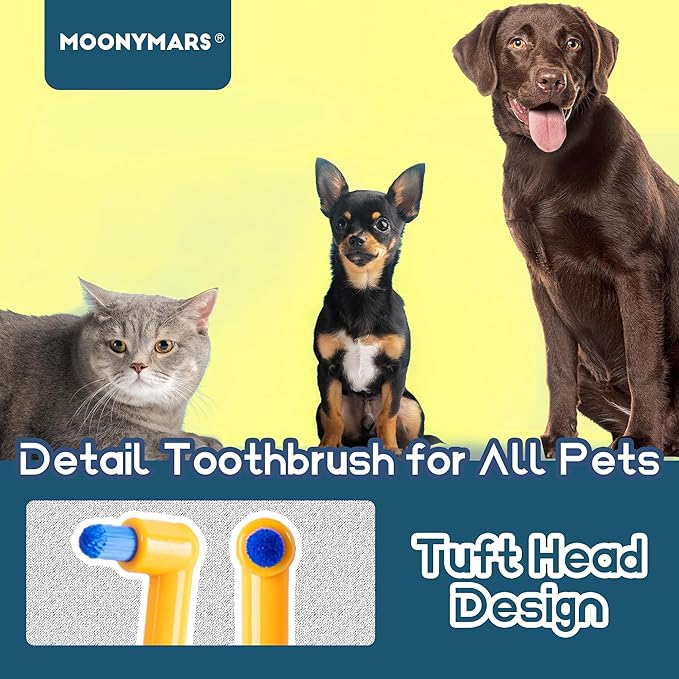 Cat Toothbrush Tuft Head, Small Dog & Puppy Tooth Brushing Kit, Mini Head Teeth Brush for Kitten & Tiny Pet, Doggy Toothbrushes Deep Dental Cleaning, 1 PCS - Orange