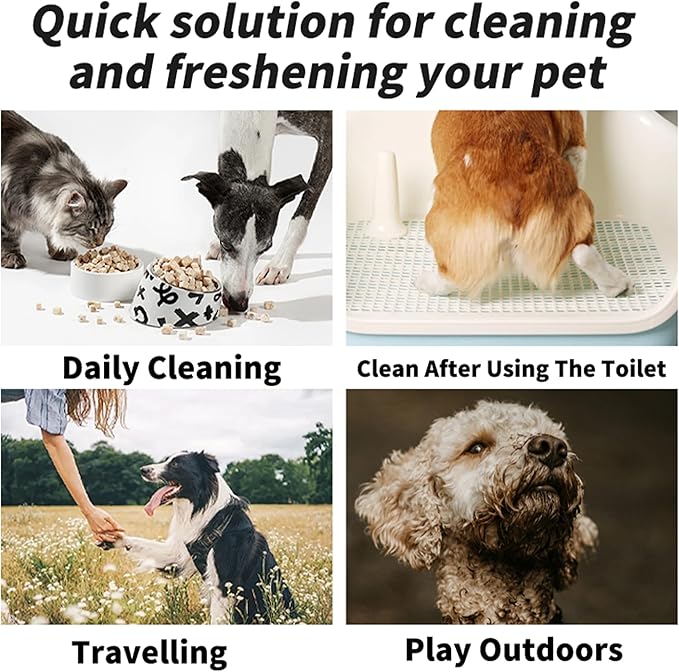 Pet Wipes 3-in-1 Kit for Dogs & Cats - Pet Cleaning Gloves, Ear Cleaner Finger Wipes & Body Wipes, Hypoallergenic Thickened Formula, Deodorizing & Rinse-Free for Grooming Travel