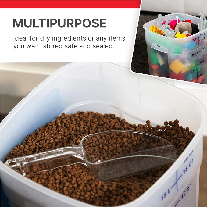 Cambro FreshPro 18 Quart (QT) Food Storage Container with Lid (Restaurant Grade) - for Food Prep, Commercial Kitchen, Pet and Dog Food Container (Translucent)